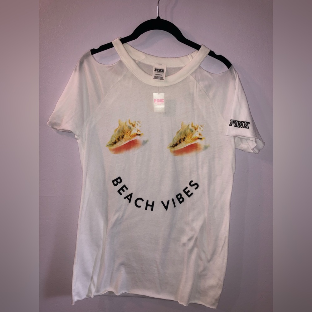 PINK Beach Vibes Cut Out Shoulder Shirt